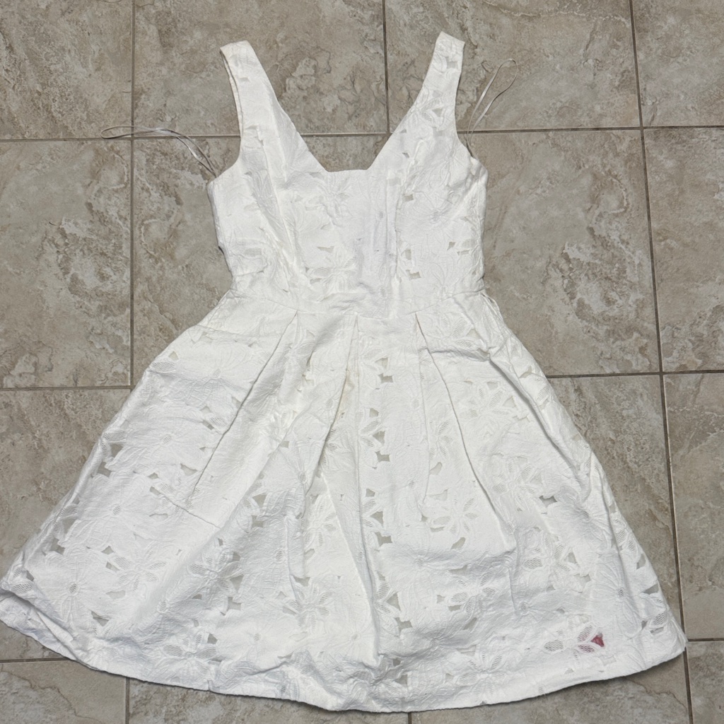 Trina Turk White Sleeveless Floral Cutout Fit-And-Flare Dress